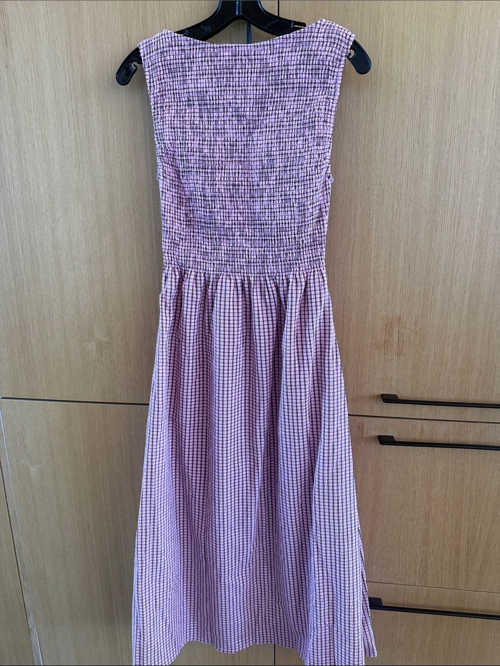 Ivy City Ana Smocked Sleeveless Dress in Pink & Brown Color Gingham size Small - Picture 5 of 6